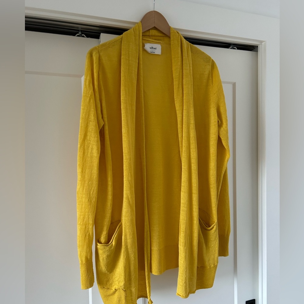 Aritzia Wilfred Linen Blend Open Cardigan